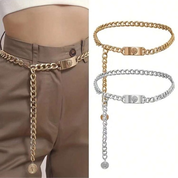 Gold Chain Belt with Medallion, Gold Medallion Belt, Gold Chain Belt - Picture 4 of 4